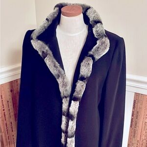Forecaster long black fur coat